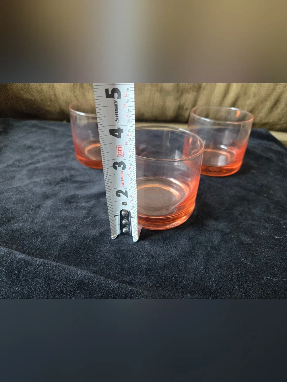Set of 3 Pink Peach Tinted Glass Tumblers - Home Dining